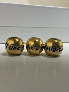 Pandora Shine Gold-Plated “One in a Million” Spacer Bead Set of 3 ALE 925